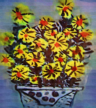 油画 花盆