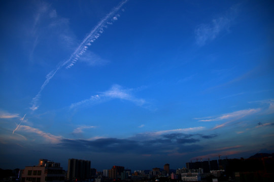 天空 白云 晚霞 夕阳红 夕