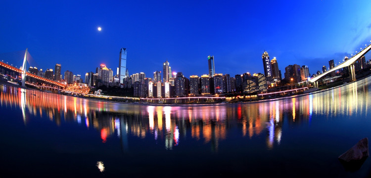 重庆渝中区解放碑和渝中半岛夜景