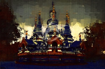 城堡 建筑装饰画 抽象画