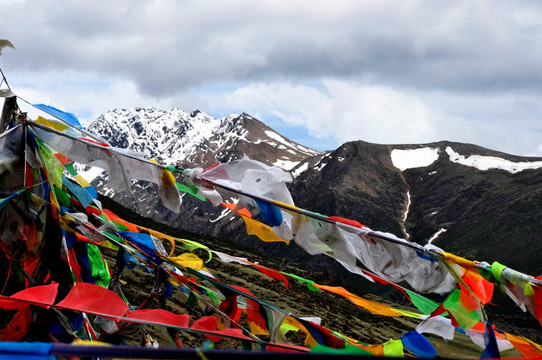 高原五雪山彩经幡风马旗