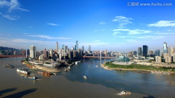 重庆渝中半岛和江北嘴全景图