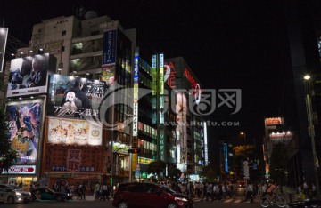 日本秋叶原夜景 秋叶原街景