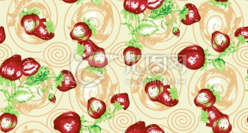 印花 背景 草莓 水果 田园风