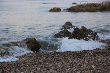 海边的石头 海浪