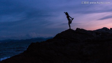 海边傍晚剪影