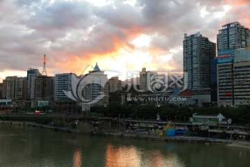 南平市城市风光 晚霞