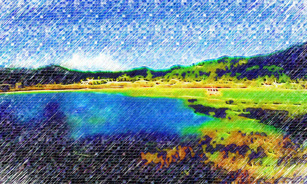 湖泊风景画