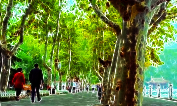 园林树木风景画