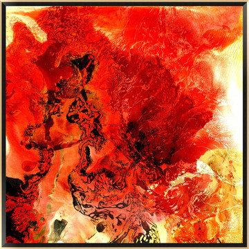 火红抽象画 抽象油画