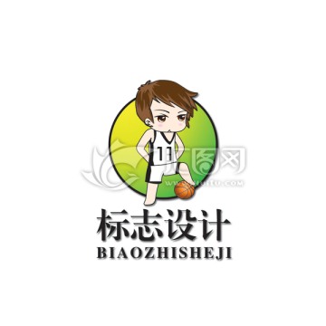 卡通篮球男孩logo