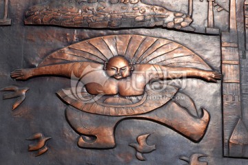 铜雕 蒙古族搏克手