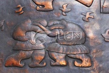 铜雕 蒙古族摔跤手