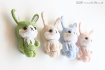 羊毛毡治愈色萌兔兔