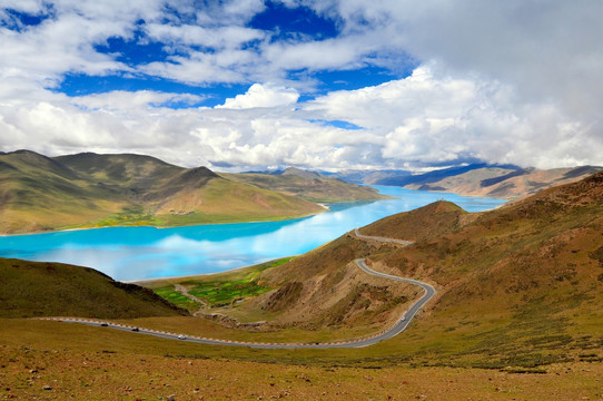 西藏风光 湖光山色 蓝天白云