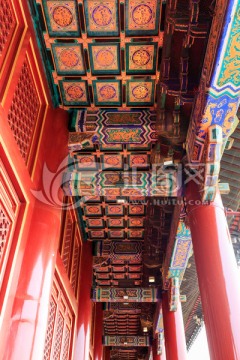 北京天安门城楼走廊彩绘天花