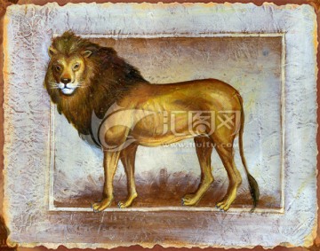 欧美复古动物装饰画 狮子