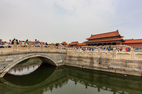 北京故宫太和门内金水桥