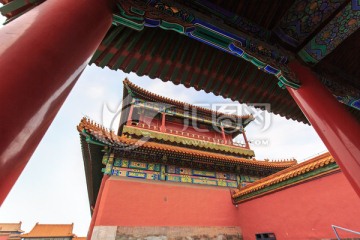 北京故宫太和殿前广场体仁阁