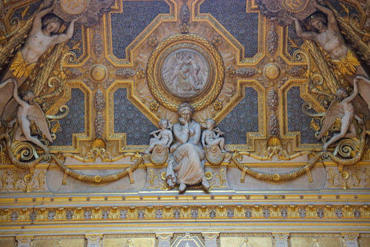 卢浮宫穹顶 宫殿穹顶雕塑 壁画