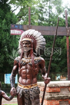 印第安人 雕塑品 北京动物园
