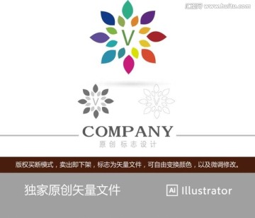 七彩花环logo