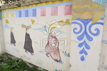川西民居墙壁绘画