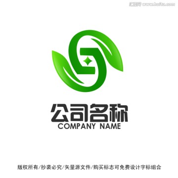 J字母绿叶农业标志logo