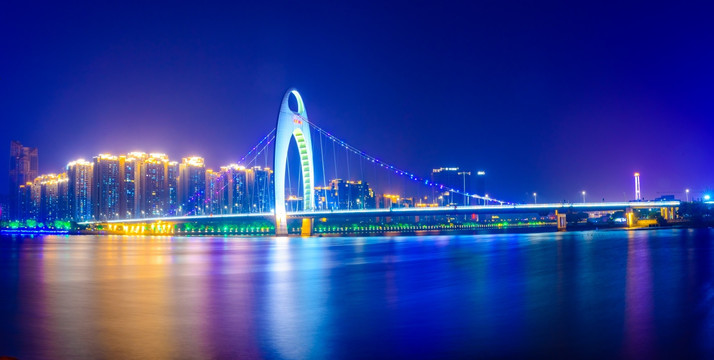 广州猎德大桥夜景全景接片