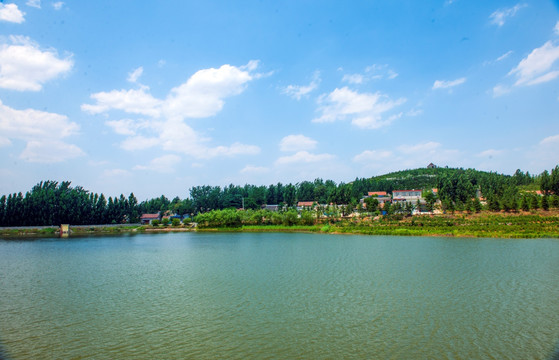 河畔风景 公园风景 蓝天白云