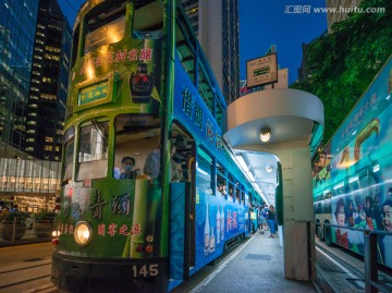 香港街景 有轨电车 车站