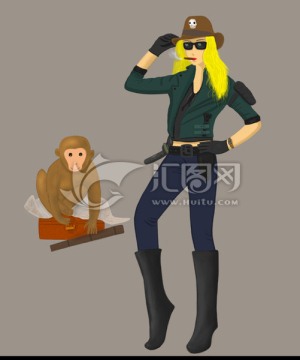 女探险家 猴子