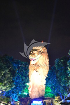 圣淘沙夜景 鱼尾狮