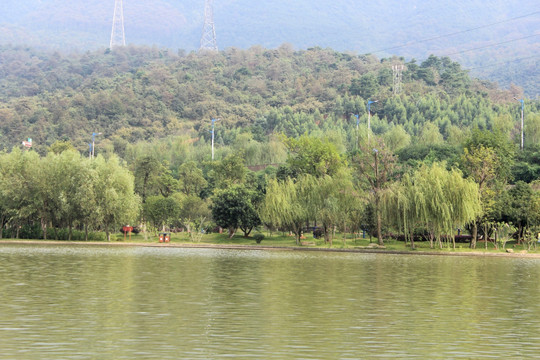 秋天里的王仙湖美景高清素材图片
