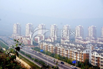 雾霾中的北京住宅楼群