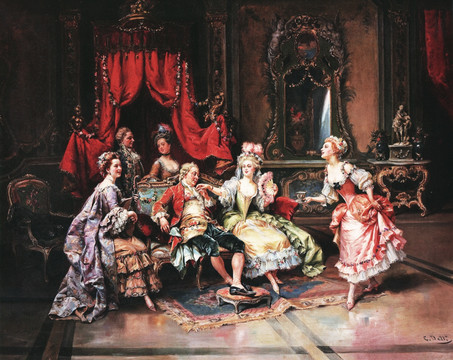 宫廷油画 金銮殿里的路易十五