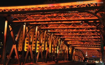 外滩外白渡桥桥架夜景