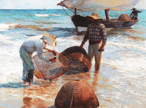 人物油画 巴伦西亚渔民