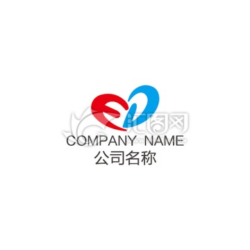 心形字母ED变形logo设计