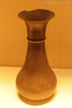 刻花铜水瓶  印度