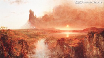 风景油画 科多帕希火山