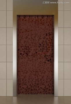 玫瑰色电梯厅门