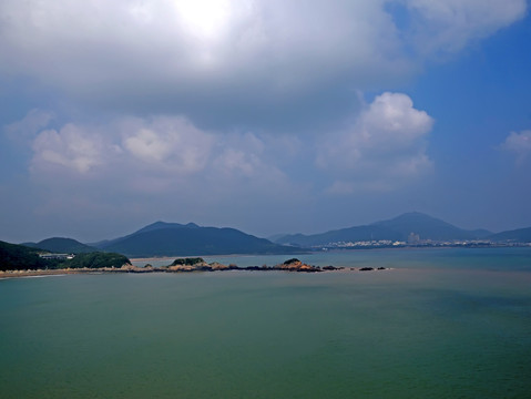 舟山朱家尖大青山海岛沙滩全景