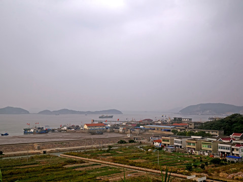 舟山朱家尖大青山黄山村码头全景