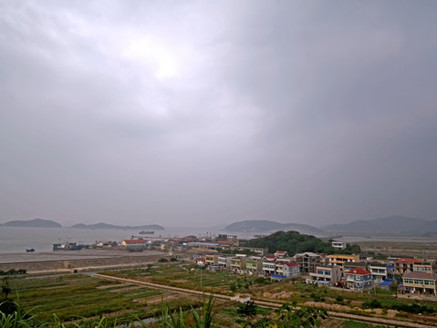 舟山朱家尖大青山黄山村码头全景