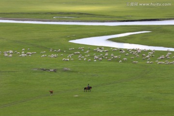 莫日格勒河牧场羊群