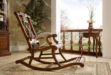 休闲摇椅 茶几美式实木家具