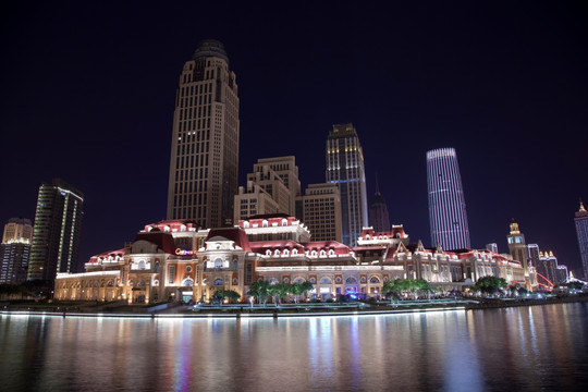 天津夜景 津湾广场夜景