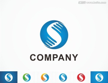 矢量蓝色S字母手logo出售