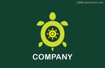 矢量绿色乌龟太阳logo出售